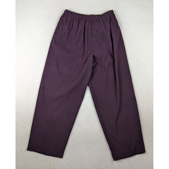 T & COMPANY - WOMEN'S PURPLE STRIPED ELASTIC WAIST PULL-ON PANTS - SIZE 12 - Picture 9 of 10